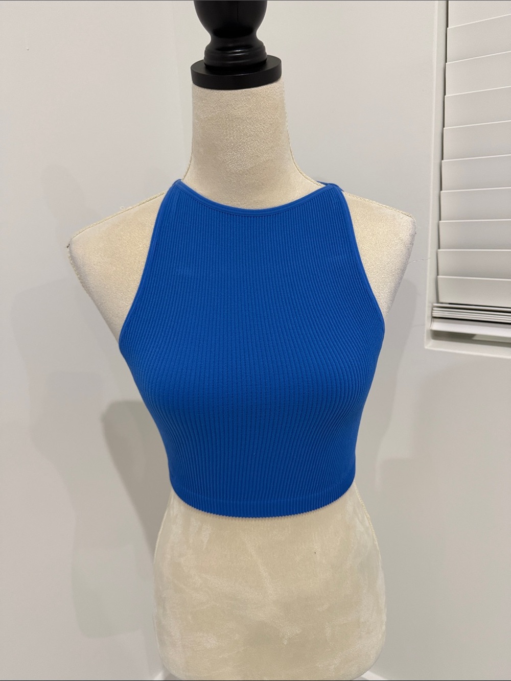 Cotton On Royal Blue Ribbed Halter Crop Tank